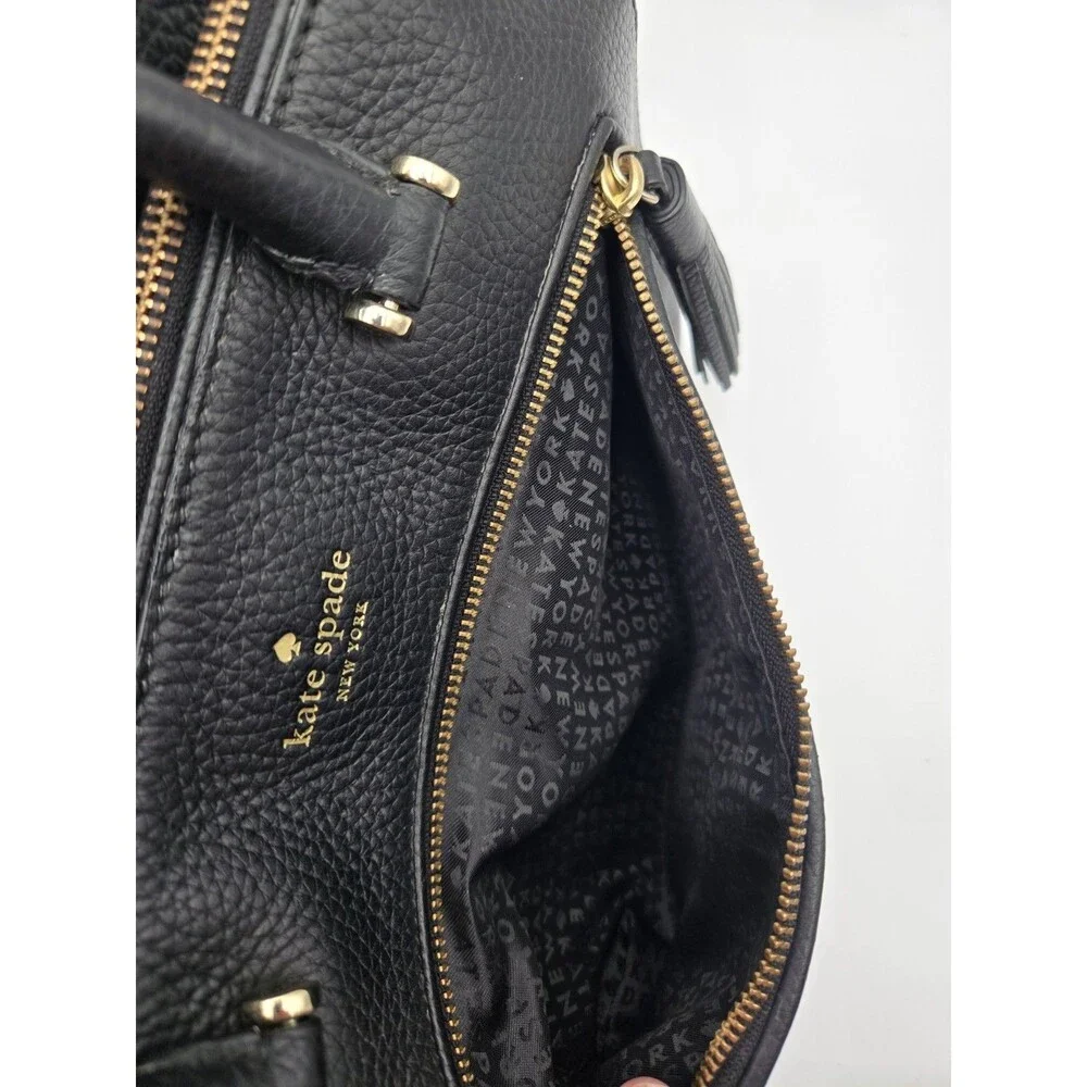 Kate Spade Kalen Chester Street Black Leather Satchel Crossbody Bag WKRU4074